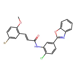 (2E)-N-[5-(1,3-benzoxazol-2-yl)-2-chlorophenyl]-3-(5-bromo-2-methoxyphenyl)prop-2-enamide structure