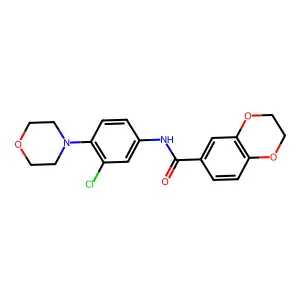 N-[3-chloro-4-(morpholin-4-yl)phenyl]-2,3-dihydro-1,4-benzodioxine-6-carboxamide structure