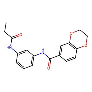 N-[3-(propanoylamino)phenyl]-2,3-dihydro-1,4-benzodioxine-6-carboxamide structure