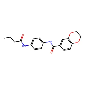 N-[4-(butanoylamino)phenyl]-2,3-dihydro-1,4-benzodioxine-6-carboxamide structure