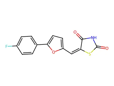 (E)-5-((5-(4-fluorophenyl)furan-2-yl)methylene)thiazolidine-2,4-dione structure