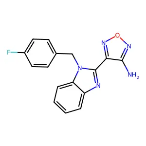 4-[1-(4-Fluoro-benzyl)-1H-benzoimidazol-2-yl]-furazan-3-ylamine structure