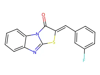 (2Z)-2-(3-fluorobenzylidene)[1,3]thiazolo[3,2-a]benzimidazol-3(2H)-one structure