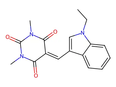 5-(1-Ethyl-1H-indol-3-ylmethylene)-1,3-dimethyl-pyrimidine-2,4,6-trione structure