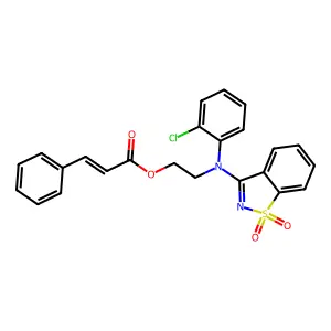 2-((2-chlorophenyl)(1,1-dioxidobenzo[d]isothiazol-3-yl)amino)ethyl cinnamate structure