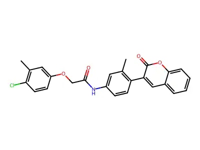 2-(4-chloro-3-methylphenoxy)-N-[3-methyl-4-(2-oxochromen-3-yl)phenyl]acetamide structure