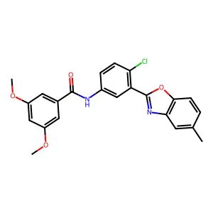 N-[4-chloro-3-(5-methyl-1,3-benzoxazol-2-yl)phenyl]-3,5-dimethoxybenzamide structure