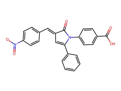 4-(3-(4-Nitrobenzylidene)-2-oxo-5-phenyl-2,3-dihydro-1H-pyrrol-1-yl)benzoic acid structure