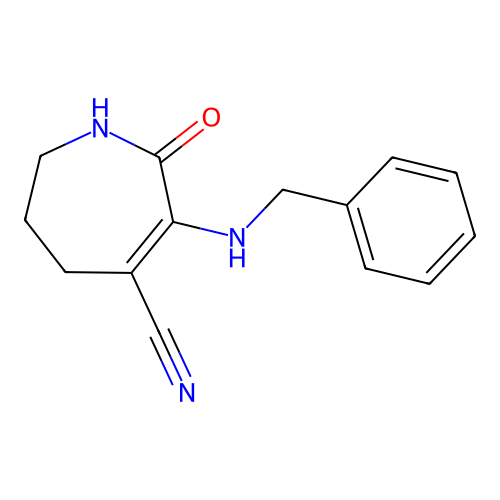 3-(benzylamino)-2-oxo-2,5,6,7-tetrahydro-1H-azepine-4-carbonitrile structure