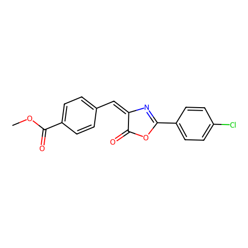 (E)-methyl 4-((2-(4-chlorophenyl)-5-oxooxazol-4(5H)-ylidene)methyl)benzoate structure
