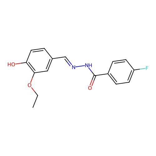 N-[(3-ethoxy-4-hydroxyphenyl)methylideneamino]-4-fluorobenzamide structure