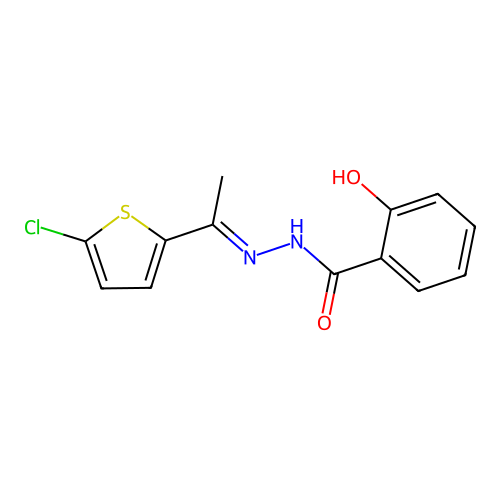 N'-[(1E)-1-(5-chlorothiophen-2-yl)ethylidene]-2-hydroxybenzohydrazide structure