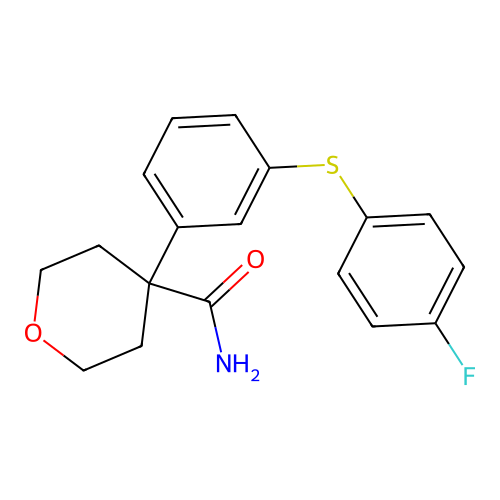 4-{3-[(4-Fluorophenyl)sulfanyl]phenyl}oxane-4-carboxamide structure