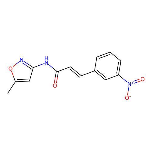 (2E)-N-(5-methyl-1,2-oxazol-3-yl)-3-(3-nitrophenyl)prop-2-enamide structure