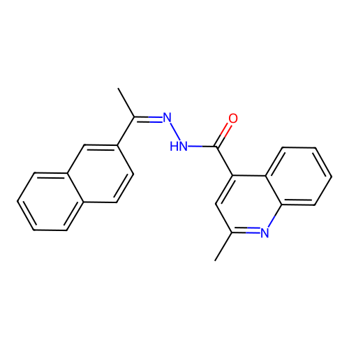 2-methyl-N'-[(1Z)-1-(naphthalen-2-yl)ethylidene]quinoline-4-carbohydrazide structure