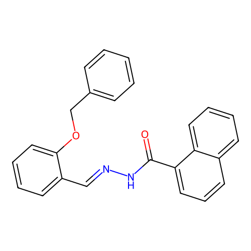 N-[(E)-(2-phenylmethoxyphenyl)methylideneamino]naphthalene-1-carboxamide structure