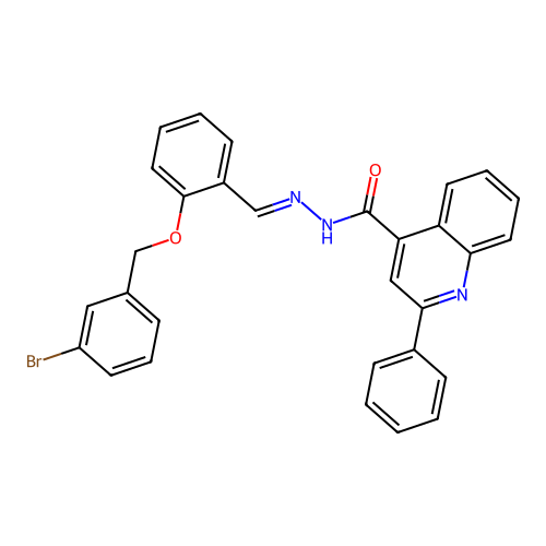 (E)-N'-(2-((3-bromobenzyl)oxy)benzylidene)-2-phenylquinoline-4-carbohydrazide structure