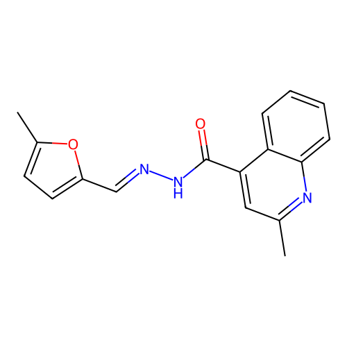 2-methyl-N'-[(E)-(5-methylfuran-2-yl)methylidene]quinoline-4-carbohydrazide structure