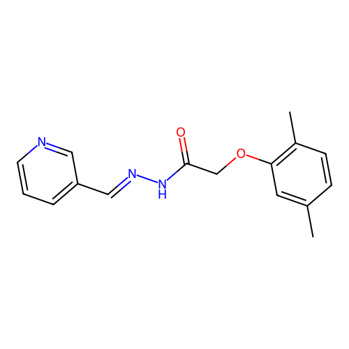 (E)-2-(2,5-dimethylphenoxy)-N'-(pyridin-3-ylmethylene)acetohydrazide structure