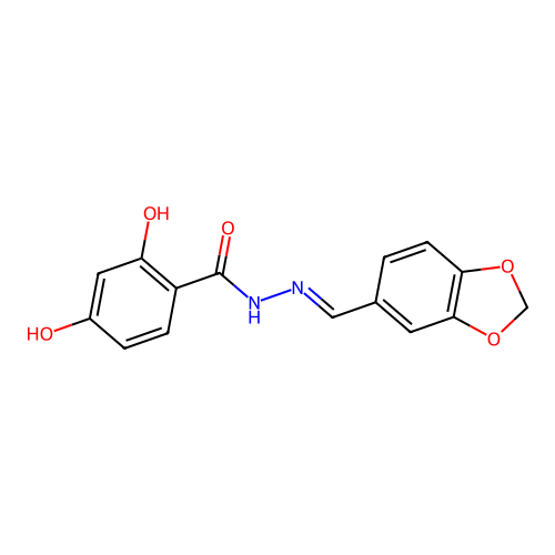 N-(1,3-benzodioxol-5-ylmethylideneamino)-2,4-dihydroxybenzamide structure