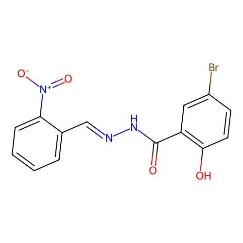 (E)-5-bromo-2-hydroxy-N'-(2-nitrobenzylidene)benzohydrazide structure