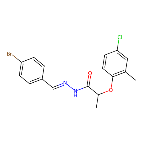 (E)-N'-(4-bromobenzylidene)-2-(4-chloro-2-methylphenoxy)propanehydrazide structure