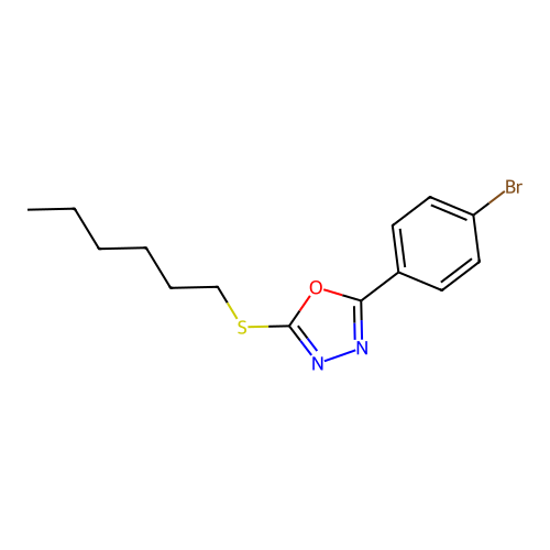 2-(4-Bromophenyl)-5-(hexylsulfanyl)-1,3,4-oxadiazole structure