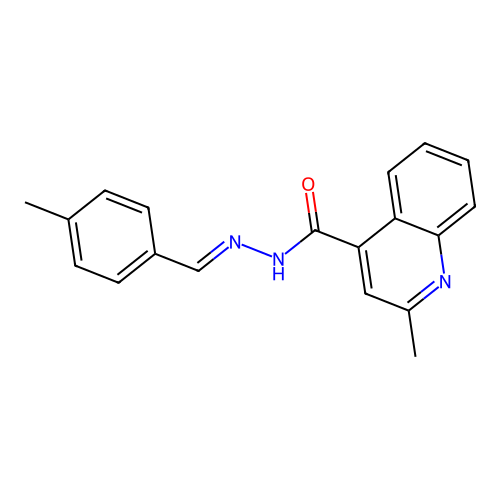 2-methyl-N'-[(E)-(4-methylphenyl)methylidene]quinoline-4-carbohydrazide structure