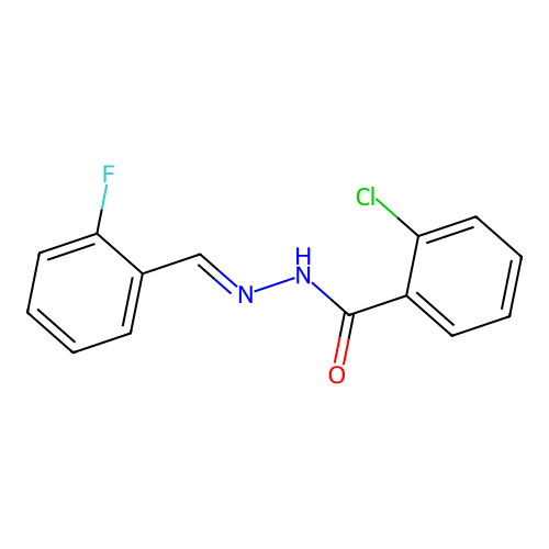 (E)-2-chloro-N'-(2-fluorobenzylidene)benzohydrazide structure