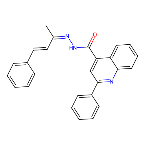 2-Phenyl-N'-(4-phenylbut-3-EN-2-ylidene)quinoline-4-carbohydrazide structure