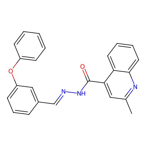 2-methyl-N-[(E)-(3-phenoxyphenyl)methylideneamino]quinoline-4-carboxamide structure