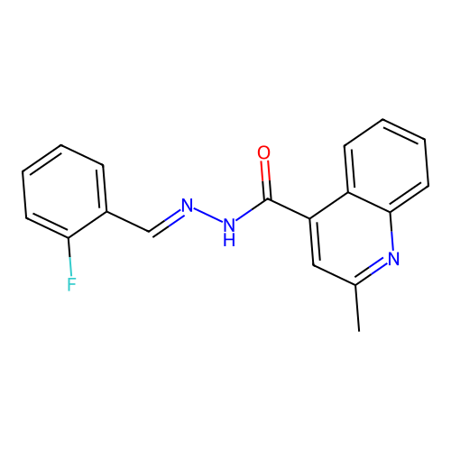 N'-[(E)-(2-fluorophenyl)methylidene]-2-methylquinoline-4-carbohydrazide structure