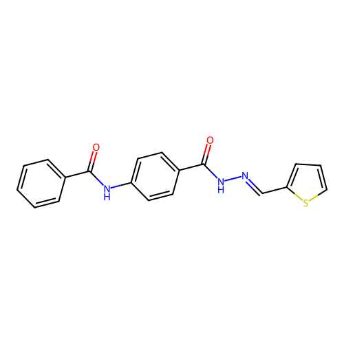 N-(4-{[(2E)-2-(thiophen-2-ylmethylidene)hydrazinyl]carbonyl}phenyl)benzamide structure