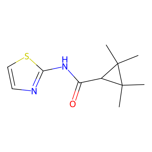 2,2,3,3-tetramethyl-N-1,3-thiazol-2-ylcyclopropanecarboxamide structure