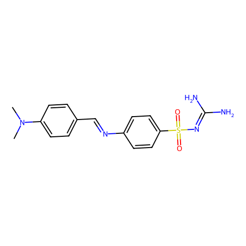 2-[4-[(4-dimethylaminophenyl)methylideneamino]phenyl]sulfonylguanidine structure