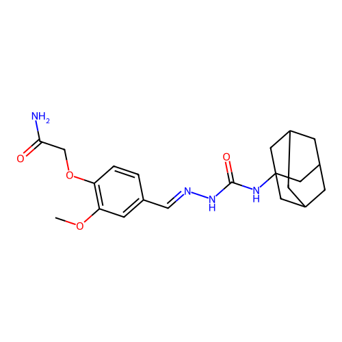 N-{(1E)-2-[4-(carbamoylmethoxy)-3-methoxyphenyl]-1-azavinyl}(adamantanylamino) carboxamide structure