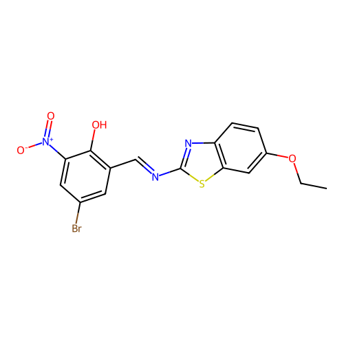 4-Bromo-2-(((6-ethoxybenzo[d]thiazol-2-yl)imino)methyl)-6-nitrophenol structure