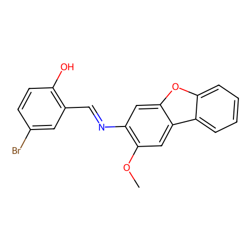 2-[(1E)-2-(2-methoxybenzo[3,4-b]benzo[d]furan-3-yl)-2-azavinyl]-4-bromophenol structure