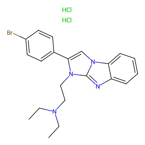 2-[2-(4-bromophenyl)imidazo[1,2-a]benzimidazol-3-yl]-N,N-diethylethanamine dihydrochloride structure