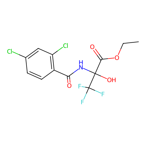 Ethyl 2-(2,4-dichlorobenzamido)-3,3,3-trifluoro-2-hydroxypropanoate structure