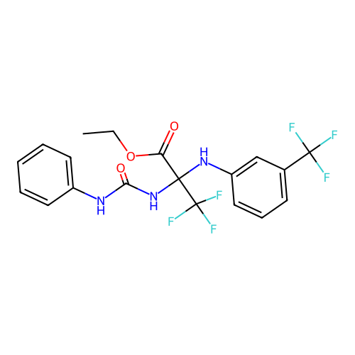 ethyl 3,3,3-trifluoro-N-(phenylcarbamoyl)-2-{[3-(trifluoromethyl)phenyl]amino}alaninate structure