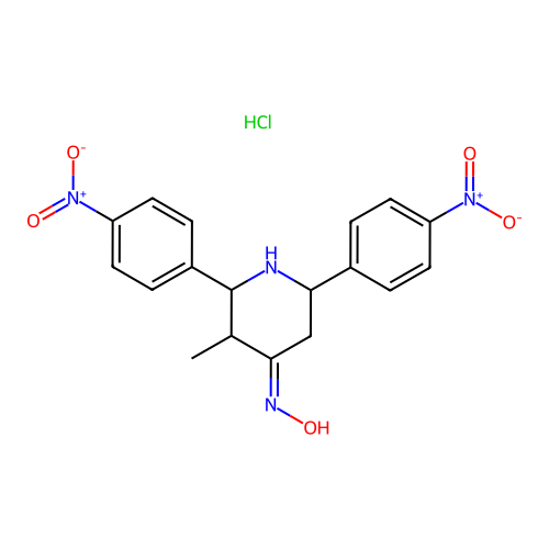 (E)-3-methyl-2,6-bis(4-nitrophenyl)piperidin-4-one oxime hydrochloride structure