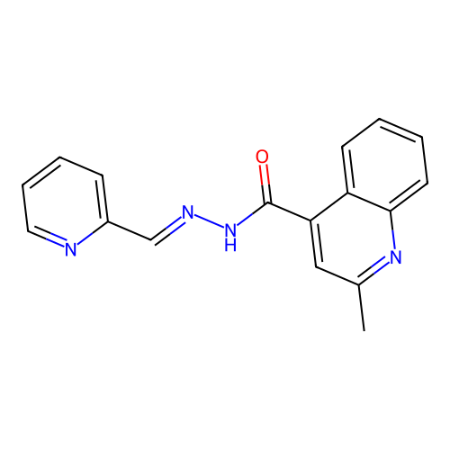 2-methyl-N-[(E)-pyridin-2-ylmethylideneamino]quinoline-4-carboxamide structure