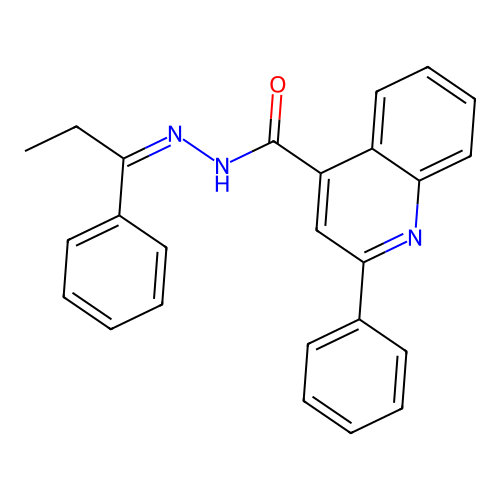 2-phenyl-N'-(1-phenylpropylidene)quinoline-4-carbohydrazide structure