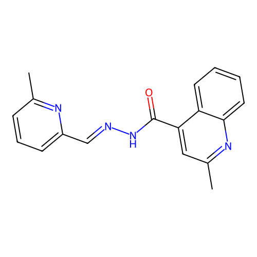 2-methyl-N'-[(E)-(6-methylpyridin-2-yl)methylidene]quinoline-4-carbohydrazide structure