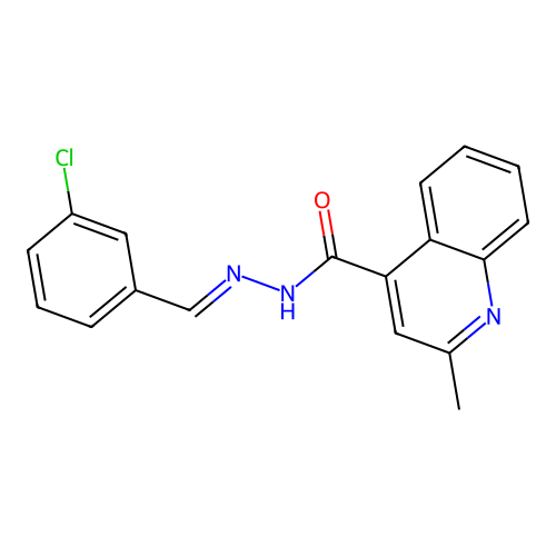 N'-[(E)-(3-chlorophenyl)methylidene]-2-methylquinoline-4-carbohydrazide structure