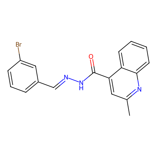 N-[(E)-(3-bromophenyl)methylideneamino]-2-methylquinoline-4-carboxamide structure