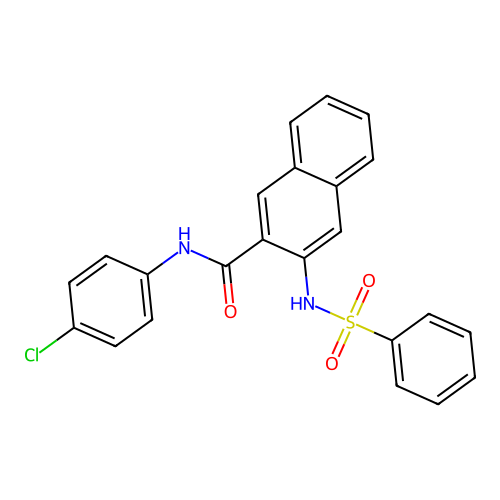 N-(4-chlorophenyl)-3-[(phenylsulfonyl)amino]naphthalene-2-carboxamide structure