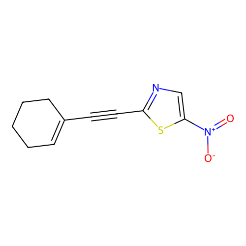 2-[2-(Cyclohexen-1-yl)ethynyl]-5-nitro-1,3-thiazole structure