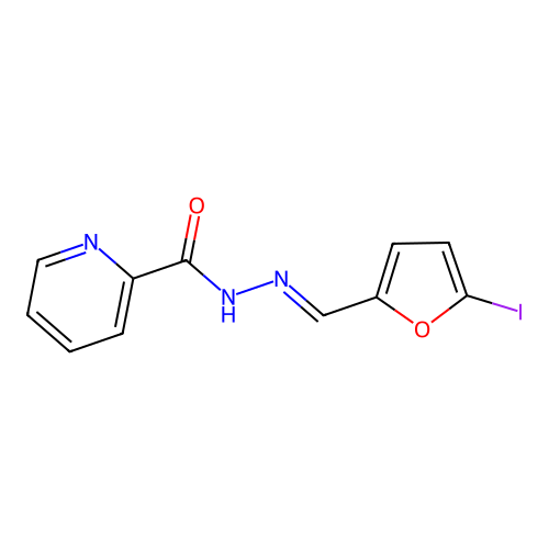 Pyridine-2-carboxylic acid (5-iodo-furan-2-ylmethylene)-hydrazide structure